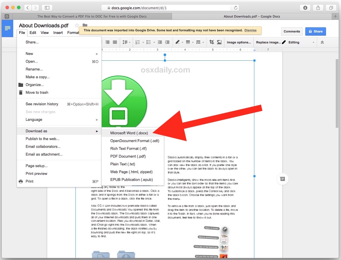 drop pdf into word for mac document and control the size in which it appears